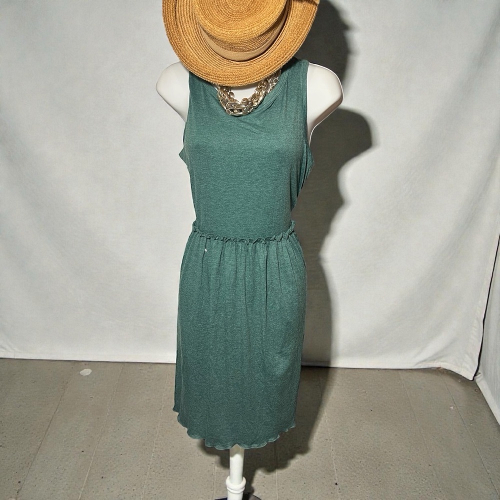 Perzeal Forest Green Midi Dress | Size XL | NWT | Sleeveless | Ruffle Details